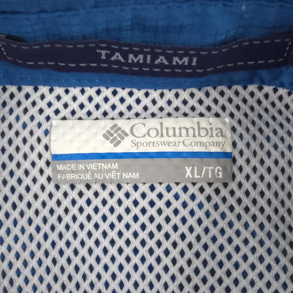 Columbia Tamiami PFG Shirt Mens XL Blue Short Sleeve Vented Hiking Fishing - Picture 7 of 15